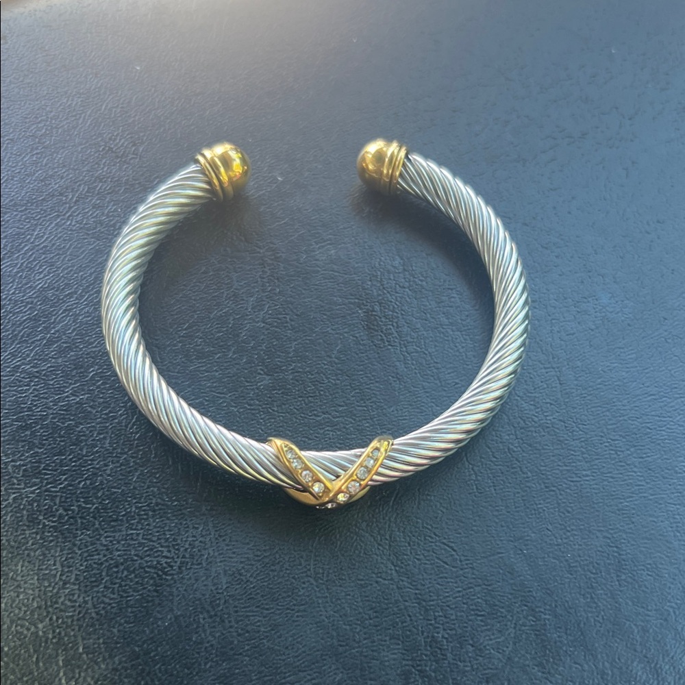 Chic Silver and Gold Cable Bracelet